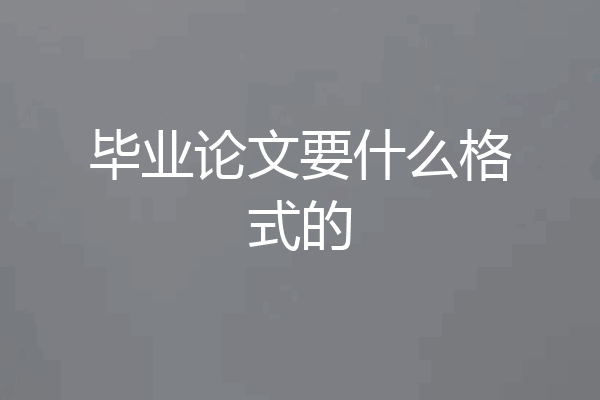 毕业论文要什么格式的