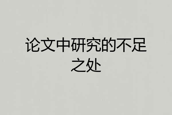 论文中研究的不足之处