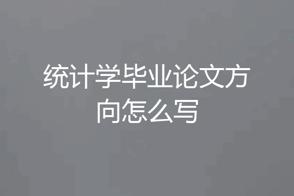 统计学毕业论文方向怎么写