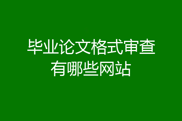 毕业论文格式审查有哪些网站