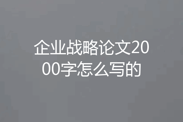 企业战略论文2000字怎么写的