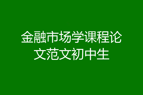 金融市场学课程论文范文初中生