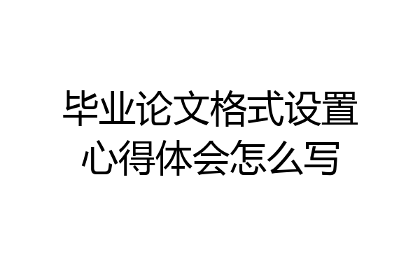 毕业论文格式设置心得体会怎么写