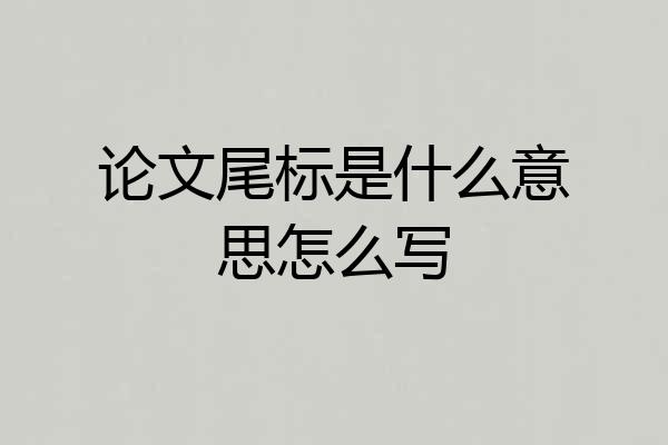 论文尾标是什么意思怎么写