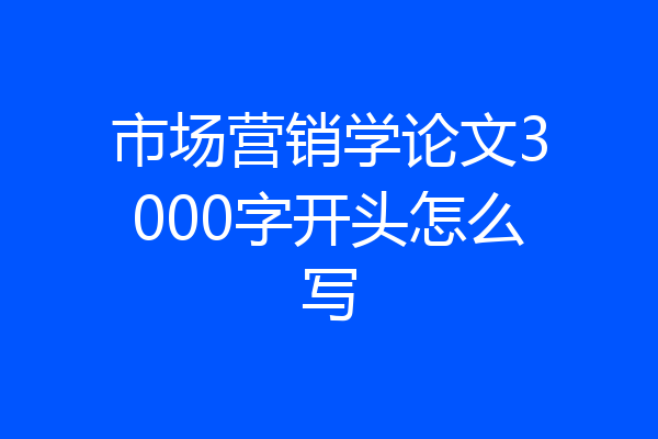 市场营销学论文3000字开头怎么写