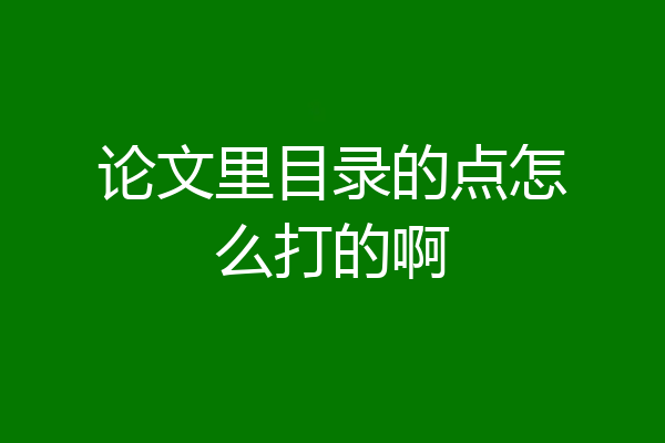 论文里目录的点怎么打的啊