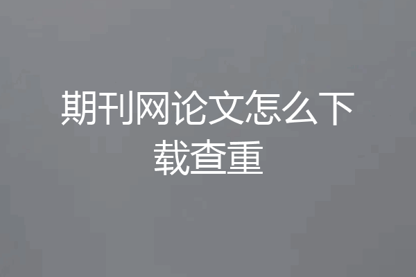期刊网论文怎么下载查重