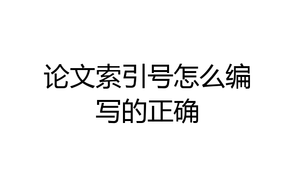 论文索引号怎么编写的正确