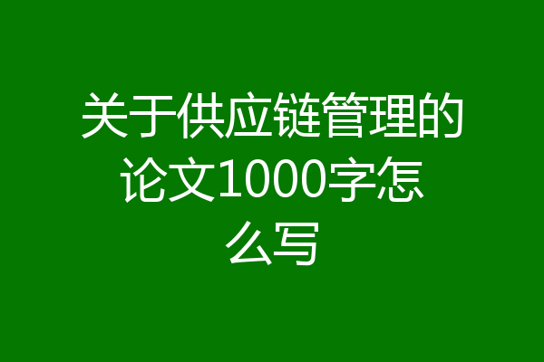 关于供应链管理的论文1000字怎么写