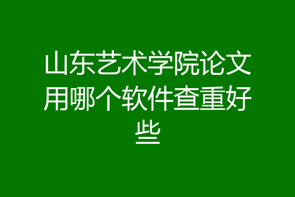 山东艺术学院论文用哪个软件查重好些