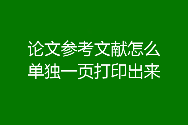 论文参考文献怎么单独一页打印出来