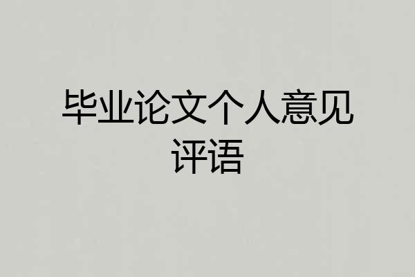 毕业论文个人意见评语