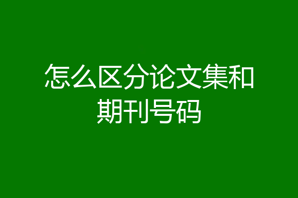 怎么区分论文集和期刊号码