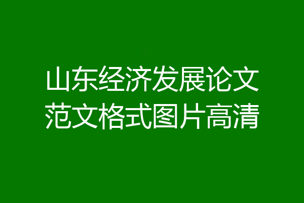 山东经济发展论文范文格式图片高清