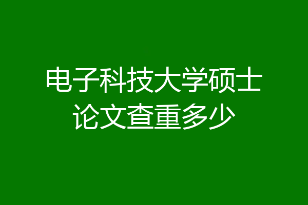 电子科技大学硕士论文查重多少