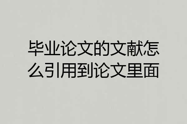 毕业论文的文献怎么引用到论文里面