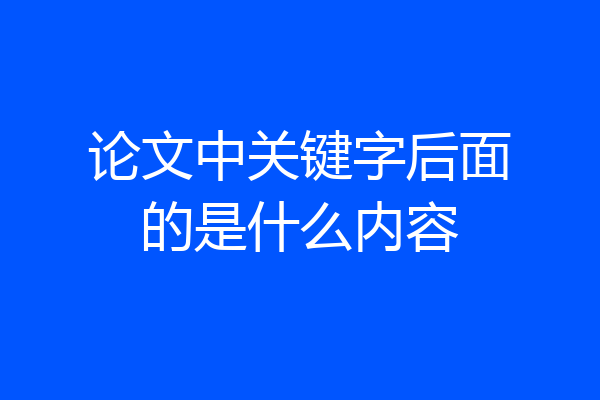 论文中关键字后面的是什么内容