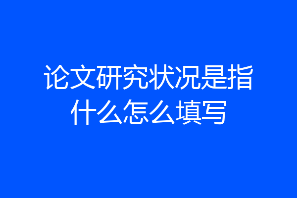 论文研究状况是指什么怎么填写