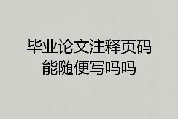 毕业论文注释页码能随便写吗吗