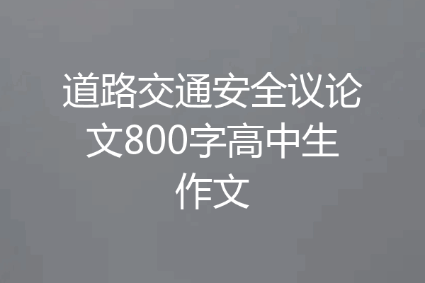 道路交通安全议论文800字高中生作文