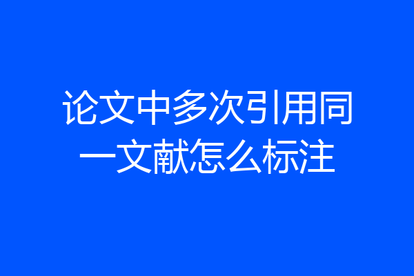 论文中多次引用同一文献怎么标注