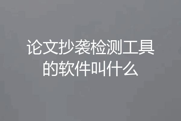论文抄袭检测工具的软件叫什么