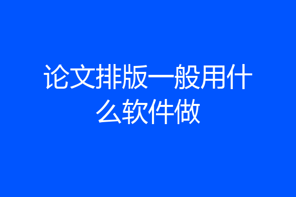 论文排版一般用什么软件做