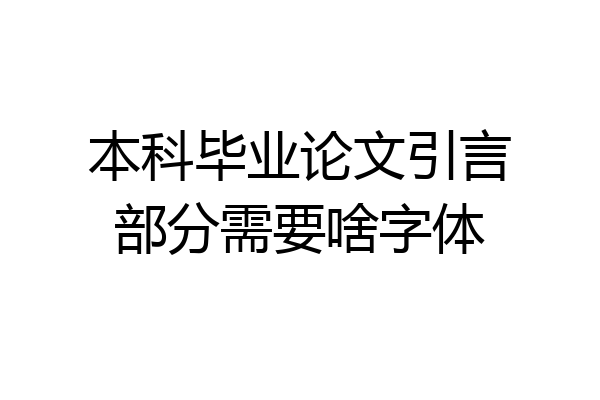 本科毕业论文引言部分需要啥字体