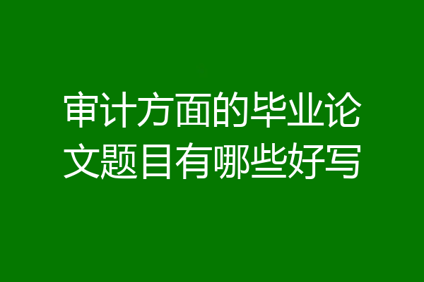 审计方面的毕业论文题目有哪些好写