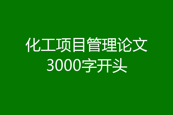 化工项目管理论文3000字开头