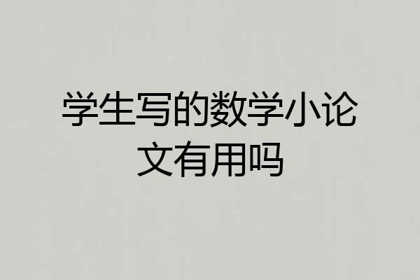 学生写的数学小论文有用吗