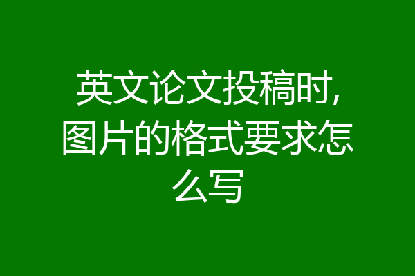 英文论文投稿时,图片的格式要求怎么写