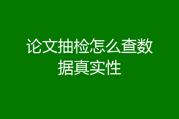论文抽检怎么查数据真实性