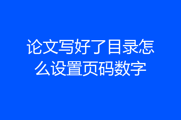 论文写好了目录怎么设置页码数字