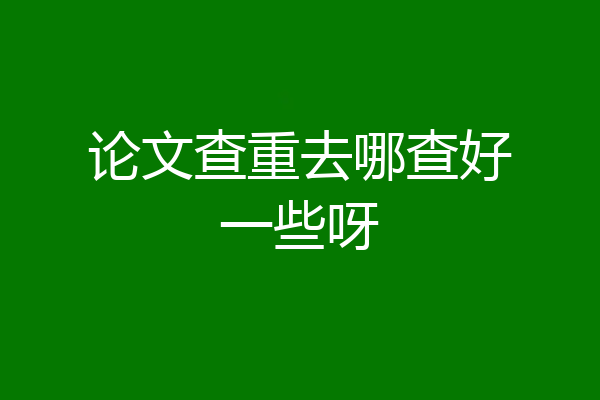 论文查重去哪查好一些呀