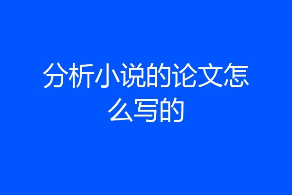 分析小说的论文怎么写的