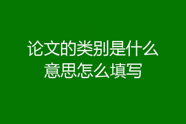 论文的类别是什么意思怎么填写