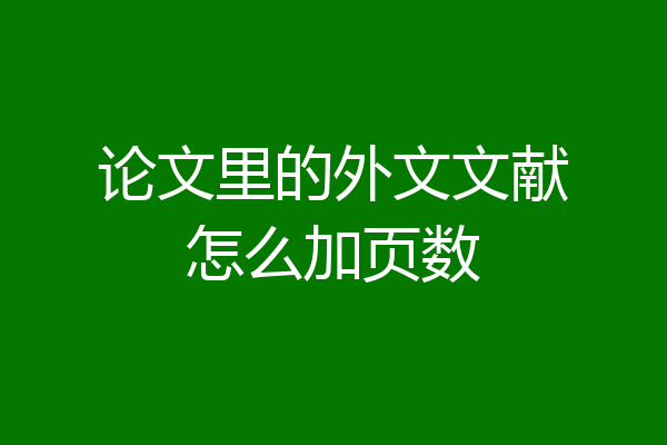 论文里的外文文献怎么加页数