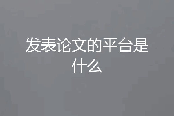 发表论文的平台是什么