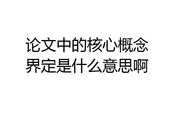 论文中的核心概念界定是什么意思啊