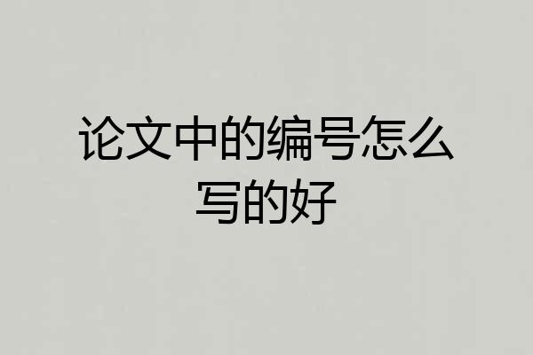论文中的编号怎么写的好