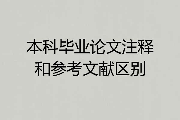 本科毕业论文注释和参考文献区别
