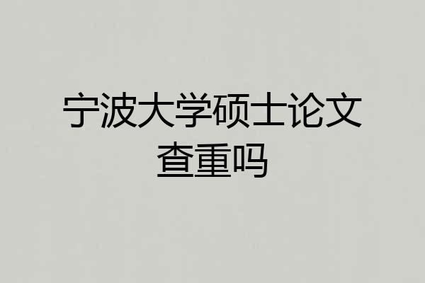 宁波大学硕士论文查重吗