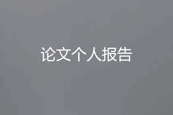 论文个人报告