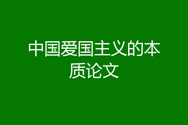 中国爱国主义的本质论文