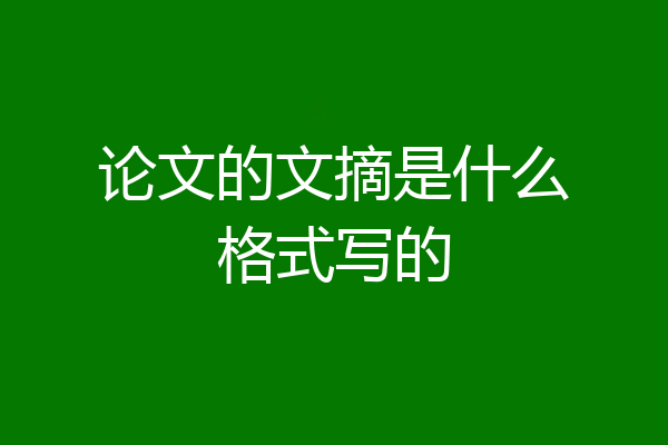 论文的文摘是什么格式写的