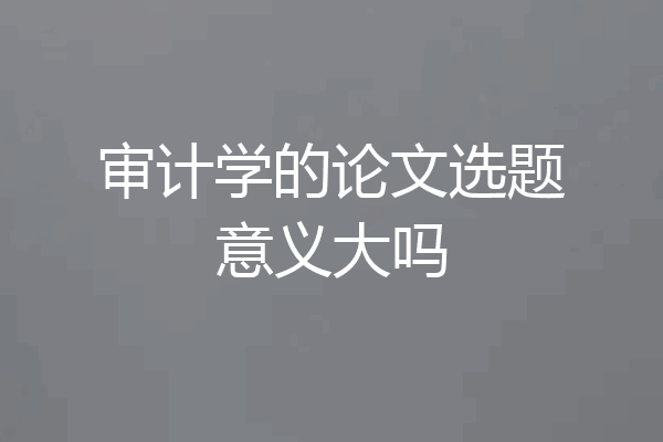 审计学的论文选题意义大吗