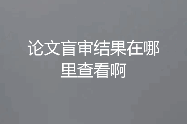 论文盲审结果在哪里查看啊