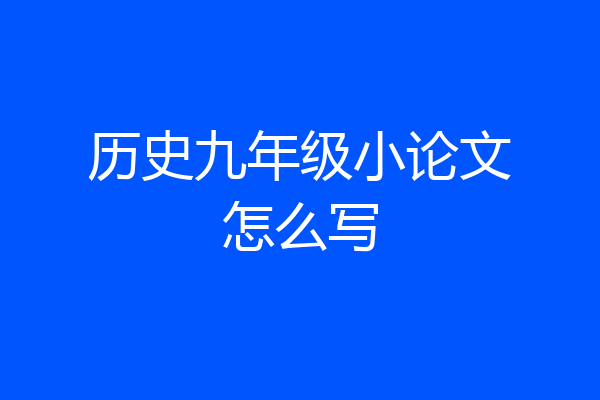 历史九年级小论文怎么写