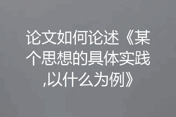 论文如何论述《某个思想的具体实践,以什么为例》